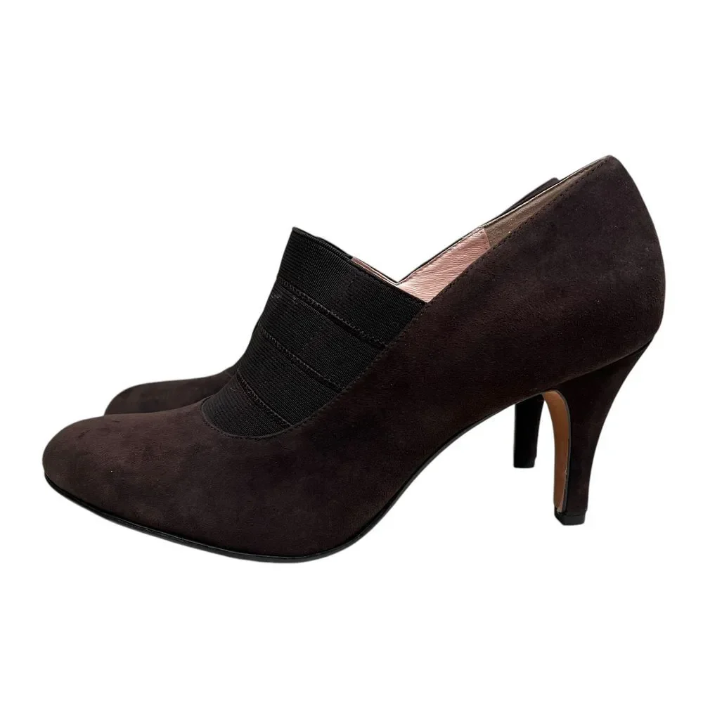 Taryn‎ Rose Womens Pumps Brown Suede Elastic Vamp Band Pointed Toe Size 9
